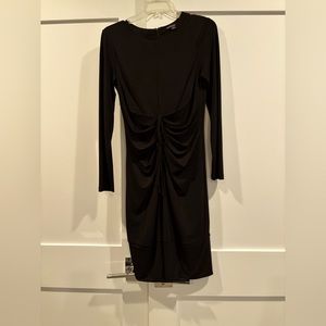 Brooks brothers knit black dress with gathering in front. Size small.